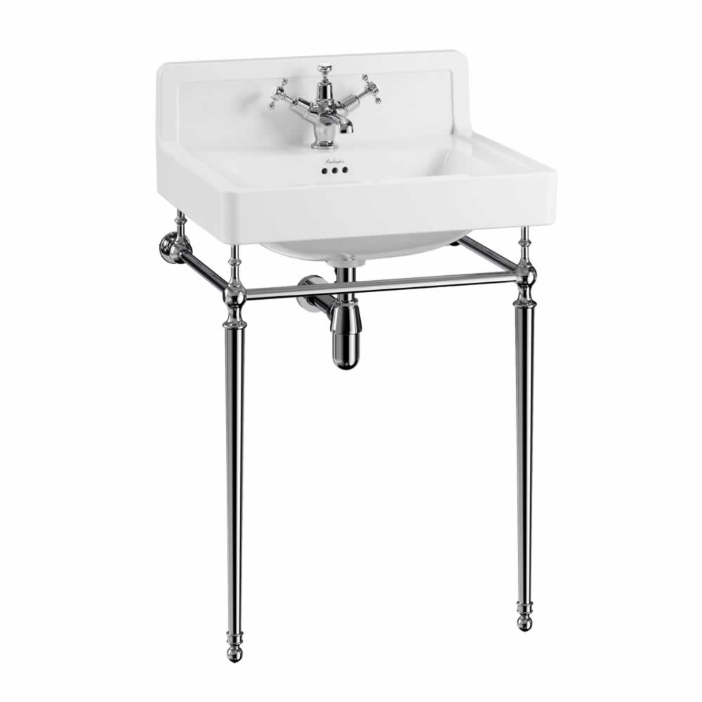 Contemporary Basin 61cm Upstand with chrome wash stand